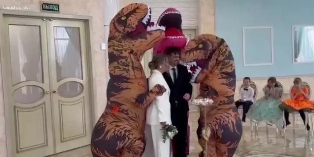 На свадьбе в Камчатском ЗАГСе появились динозавры